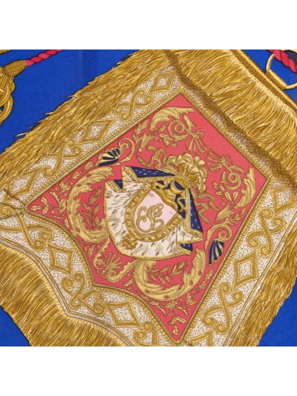 Hermes Scarf Navy Blue Gold Silk